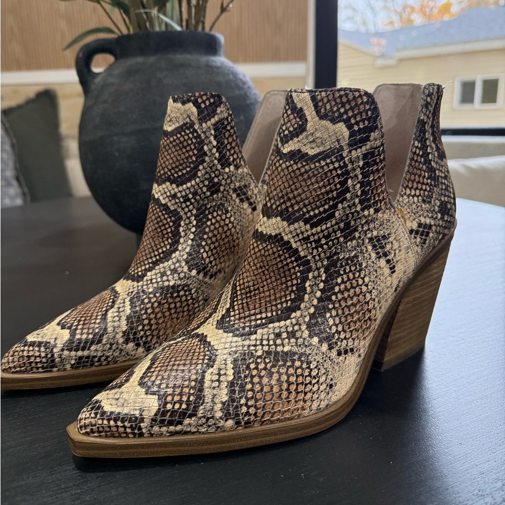 Vince Camuto Brown Snakeskin Ankle Booties